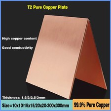 Thickness: 1.5/2/2.5/3mm 99.9% Copper Sheet T2 Copper Plate Pure Copper 