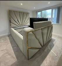 Soft plush gold stripe bed - gold,