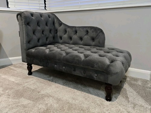 Grey velvet chesterfield - grey,