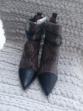 HISPANITAS BLACK SNAKE PRINT HEELED ANKLE BOOTS SZ 6/39