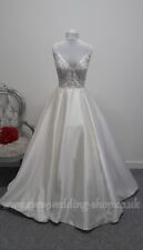 Maggie Sottero ivory V-neck mikado satin wedding dress with pockets UK 12