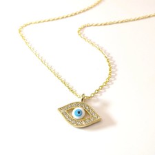 Evil Eye Pendant,  Gold Plated Necklace, Adjustable Necklace, Stocking Fillers