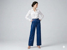 Womens Blue Genuine Lambskin