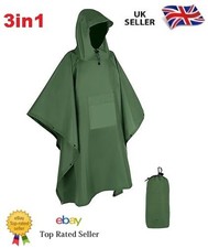 Rain Poncho Waterproof Adult Raincoat Reusable Bicycle Cover Hooded Cape Hiking✅