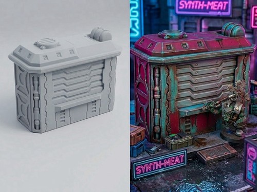 28mm cyberpunk terrain kiosk - cyberpunk,