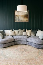 🛋️ Luxury Curved 3-Piece Sofa – Plush Grey Chenille EX SOFOLOGY