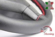 FOR LOTUS ELAN PLUS 2 -69 BLACK LEATHER STEERING WHEEL COVER RED STIT