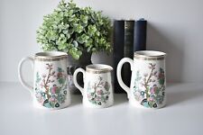Vintage Dunn Bennett & Co. Burslem Set of 3 Jugs England Floral Ironstone