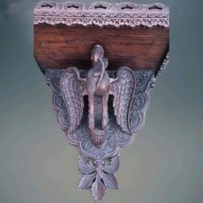 Antique Carved Wooden Wall Sconce Bracket Eagle.Snake