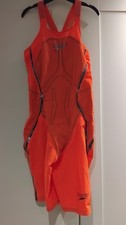 Speedo LZR Orange Closed Back Fastskin Race Suit Size 28 Never Worn
