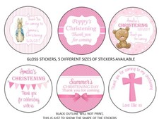 Personalised Christening Stickers For Girls Party Sweet Cone Bag Label