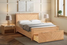Real Oak Wood Bed Frame with Large Storage Drawer.4ft6 Double,5ft King,6ft