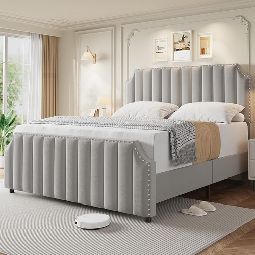 Luxurious king size velvet bed - velvet,