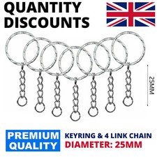 25MM SPLIT RING WITH CHAIN AND SCREW KEY KEYRINGS KEYRING KEYS FINDINGS CLASP
