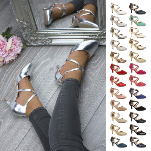 Womens ladies mid heel - , cross