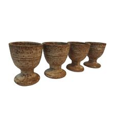 Handmade Pottery Brown Speckled Ceramic Egg Cups Set of 4