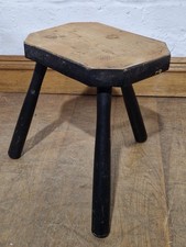 Antique farmhouse milking stool / wooden footstool/ tripod stool