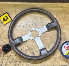 Nardi Techno Evolution Steering Wheel - 360mm Dia -  Silver - Leather Rim - RARE