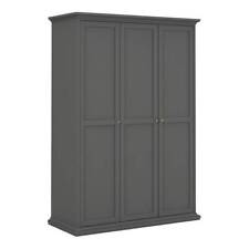 PARIS 200CM TALL FRENCH COUNTRY STYLE WARDROBE WITH 3 DOORS IN MATT GREY