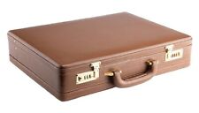 New Leather Travel Briefcase with Combination Lock Office Business Handbag