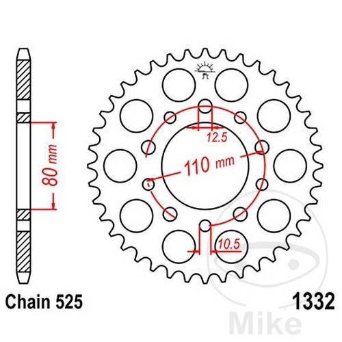 Sprocket teeth pitch 525 - 42,