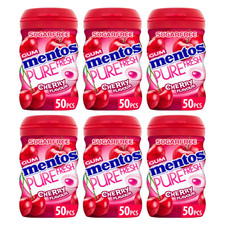 Mentos Pure Fresh Cherry Chewing Gum 6 X 50 Piece Tubs BBE: 30/06/2025