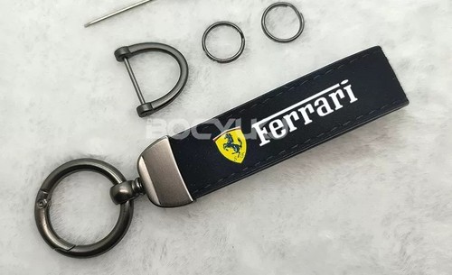 Ferrari keyring black suede - black,
