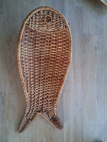 Vintage 1970s wicker fish - 1970s,