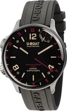 U-Boat 8839/A Capsoil Doppiotempo SS Red Rehaut black Rubber Men's Watch NEW