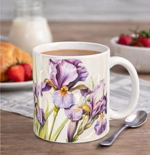 Purple Iris Flower Ceramic Mug