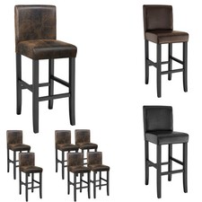 Bar Stools 1/2/4/6 Breakfast Stool Kitchen Chair Faux Leather Furniture Padded