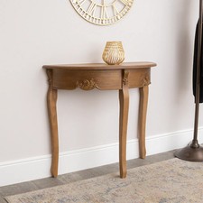 Wooden Half Moon Console Table