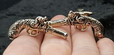 Pair Of Vintage Gold Plated Gents Flintlock Pirate / Duelling Pistols Cufflinks