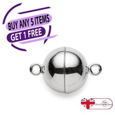 5 Magnetic Clasps Round Ball 11.5mm x 6mm Very Strong Silver Plated AF10 
