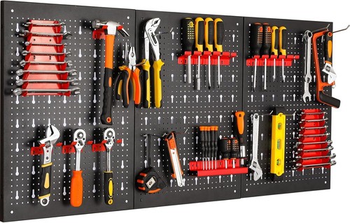 17pc metal peg board - metal, shelf