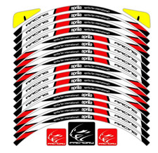 Aprilia Racing Motorcycle Wheel Rim Sticker Decals Set 17" White Red Black