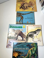 DINOSAUR BOOKS, 5 VINTAGE ILLUSTRATED CHILDRENS' EDITIONS (B3)