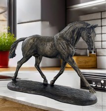 Trotting Warmblood by Harriet Glen Cold Cast Bronze Horse Racing Statue 33cm