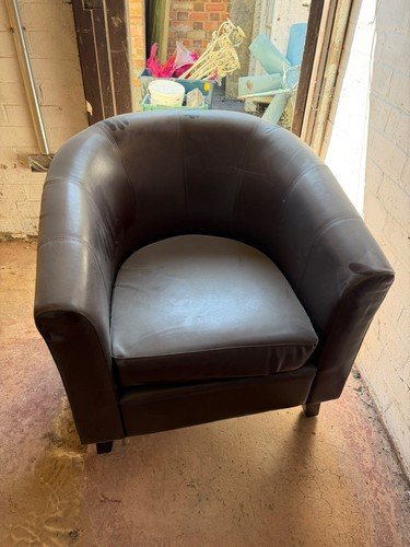 Brown faux leather tub - faux,
