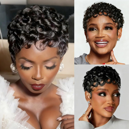 Short curly human hair - short,