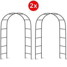 2X 2.4M Garden Arch Trellis Arched Metal Tubular Frame Climbing Plant Archway
