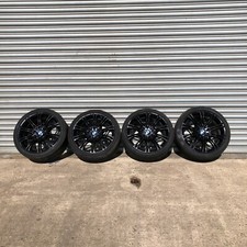 BMW E46 E90 E91 E60 E61 MV2 BLACK ALLOY COMPLETE SET M SPORT 5 STUD 245/35/R18