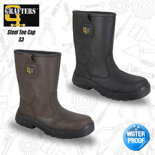 Mens Safety Rigger Boots Grafters Waterproof Steel Toe Midsole Leather Work