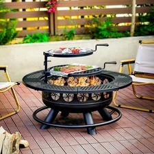 36" Outdoor Fire Pit ⭐⭐ High Quality – BBQ Grill, Lid & Table 3-in-1 Design