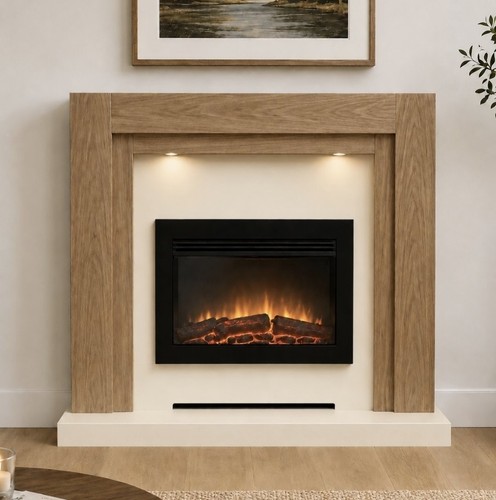 Modern oak fireplace - fireplace, suite