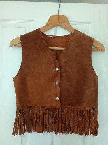 Women vintage suede fringed - vintage,