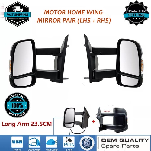 Pair long arm wing mirrors - arm,