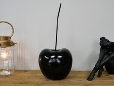 Large Black Cherry Ornament – Modern Resin Fruit Sculpture with Metal Stem