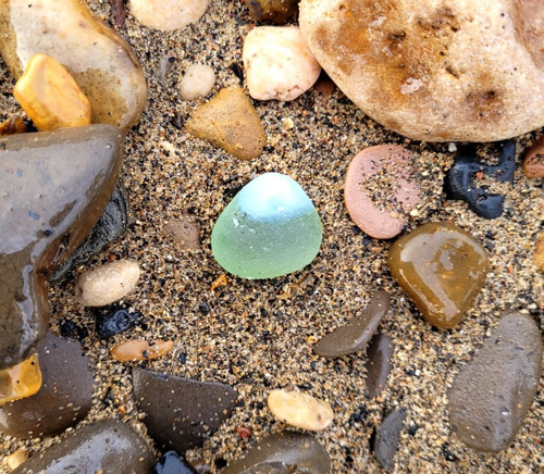 White frosty topped sea glass - white,