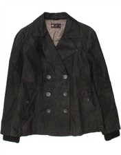 OVS Womens Leather Double Breasted Blazer Jacket IT 48 XL Black Leather CI58